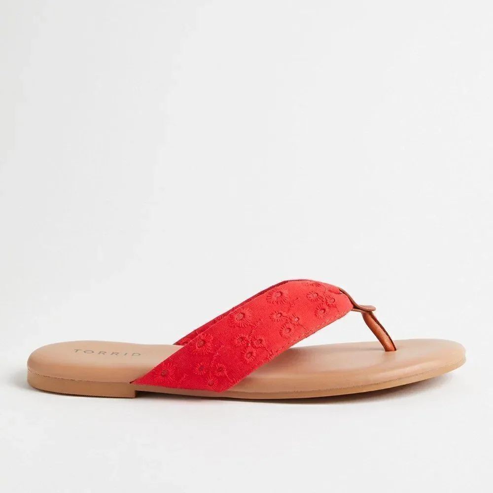 Torrid Red Eyelet Flip Flops - Picture 2 of 3